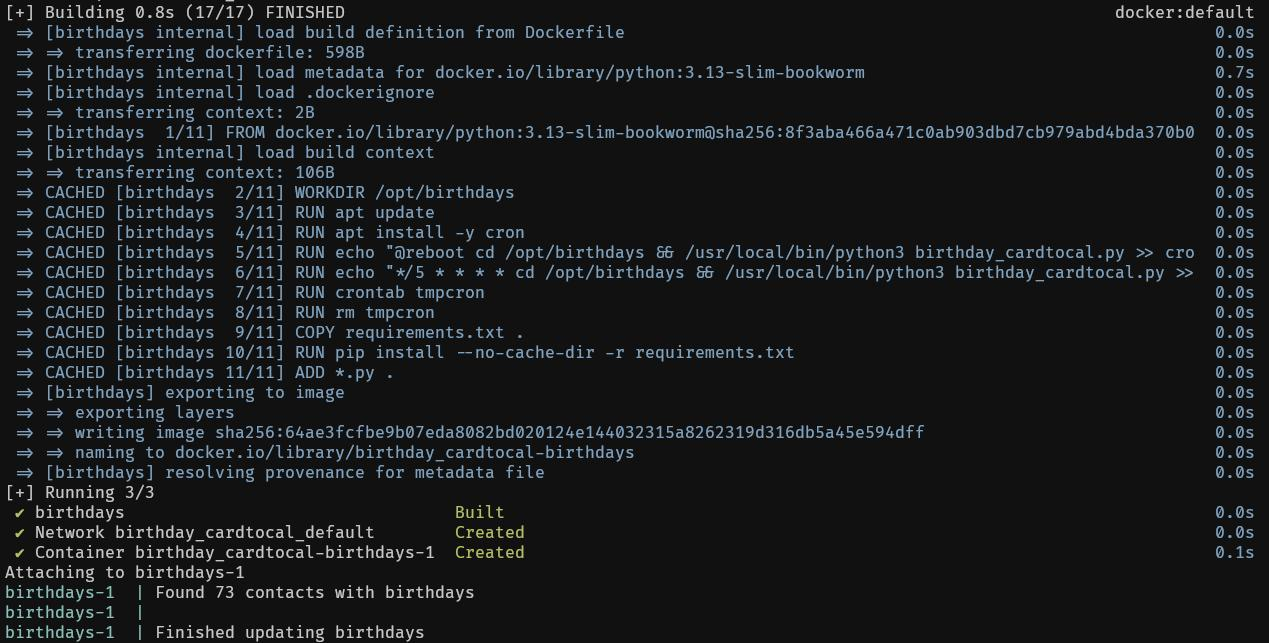 Salida de docker compose